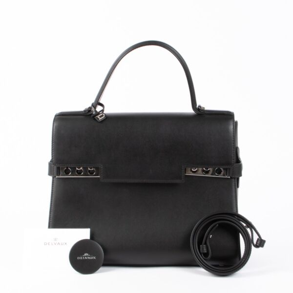 Delvaux Black Supple Calf GM Tempête Top Handle Bag