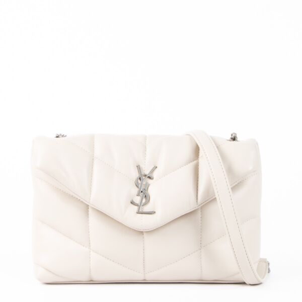 Authentic pre-loved Saint Laurent White Loulou Puffer Crossbody Bag on Labellov.com