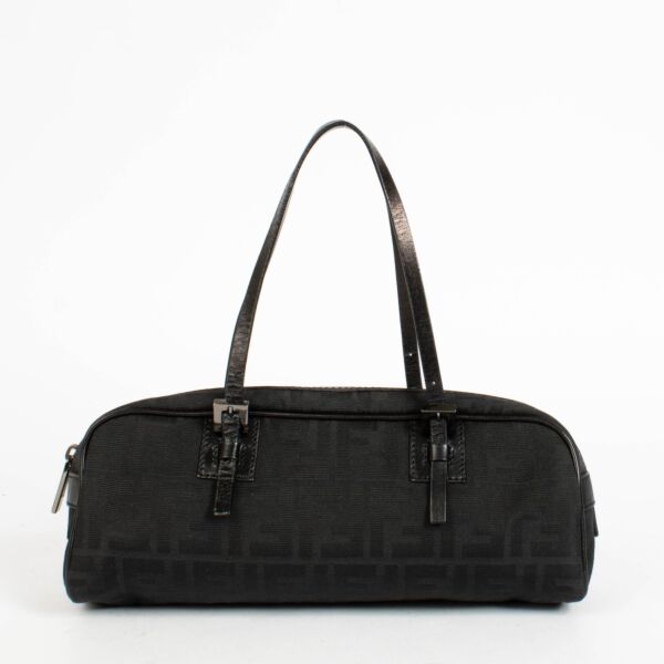 Authentic pre-loved Fendi Black Zucca Mini Barrel Top Handle Bag on Labellov.com