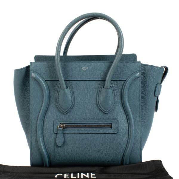 Celine Slate Drummed Calfskin Micro Luggage Bag