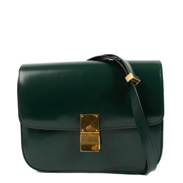 Celine Green Brushed Calfskin Medium Classic Box Bag