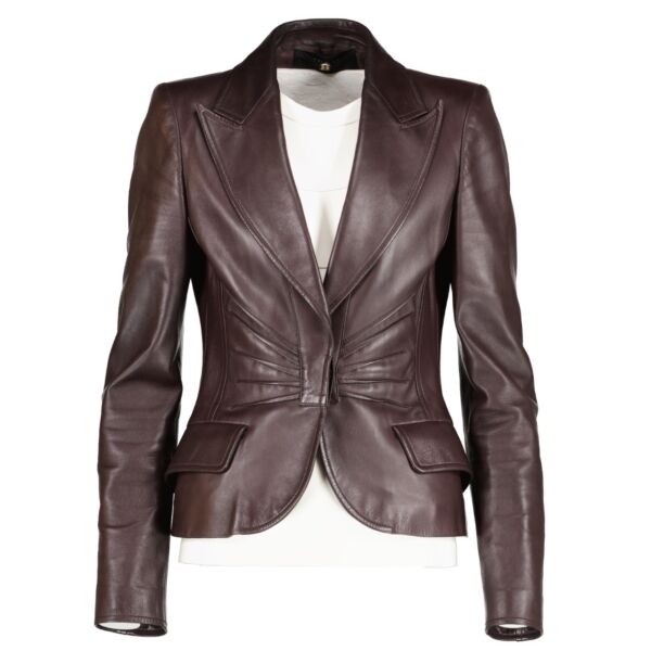 Buy authentic second hand Gucci Burgundy Leather Jacket - Size 40 at Labellov.com 