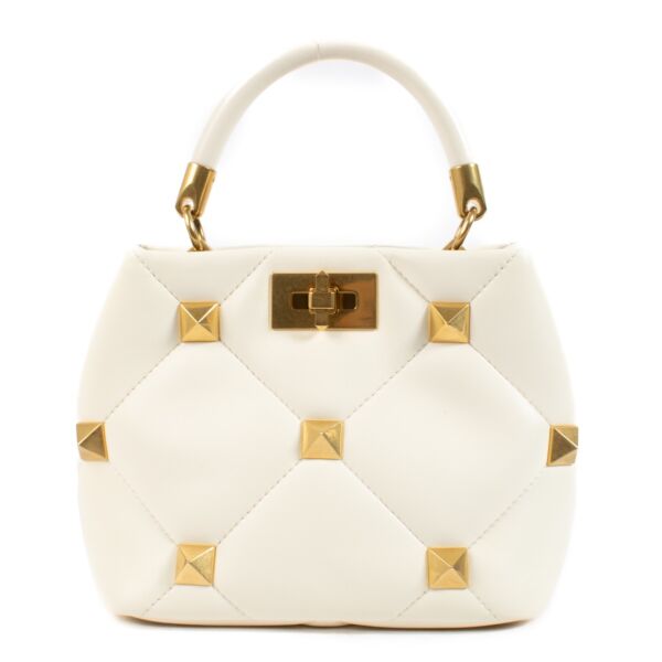 Valentino Garavani White Small Rockstud The Handle Bag