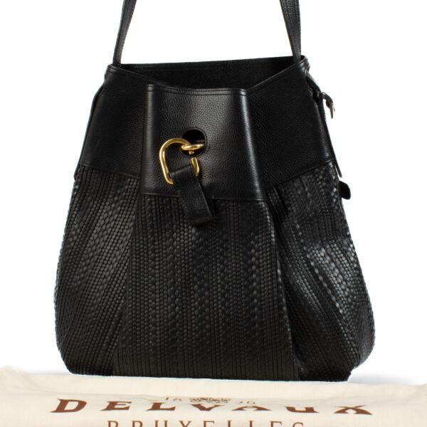 Delvaux Black Toile de Cuir Faust Shoulder Bag