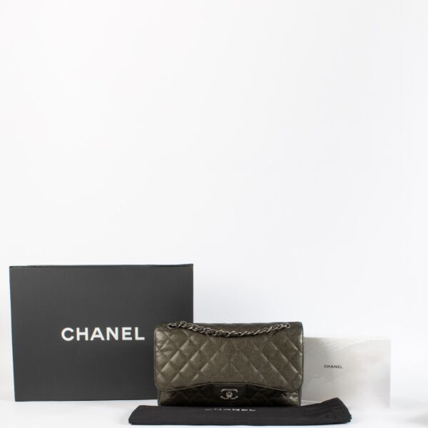 Chanel Bronze Caviar Large Classic Flap Handbag
