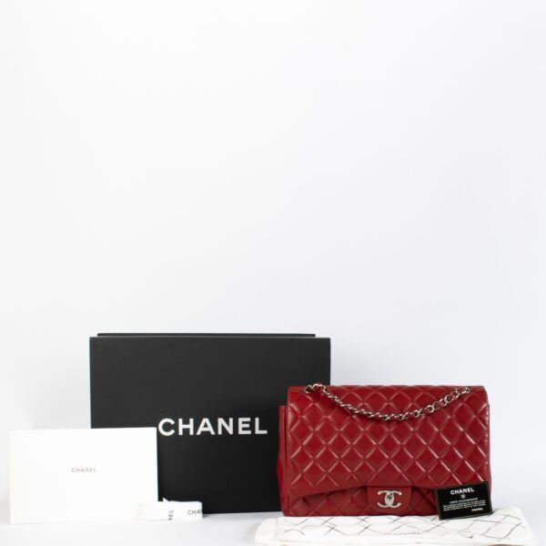 Chanel Red Caviar Maxi Classic Flap Bag