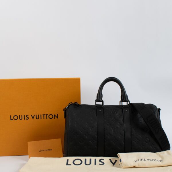 Louis Vuitton Black Monogam Taurillon Keepall 35