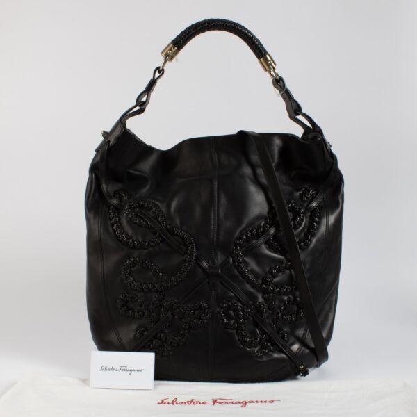 Ferragamo Black Large Hobo Bag