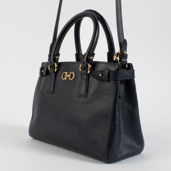 Ferragamo Blue Beky Small Top Handle Bag