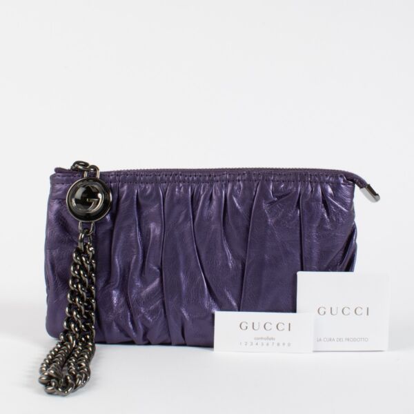 Gucci Purple Pleated Clutch
