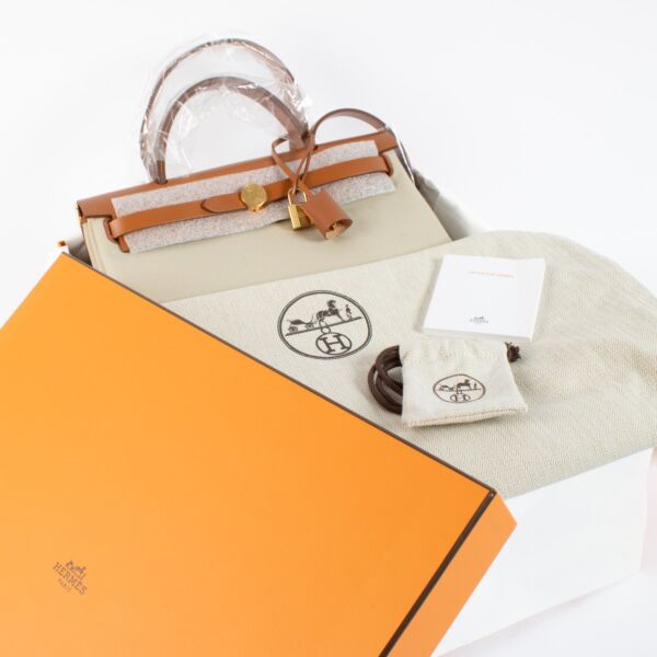 Hermès Herbag Zip 31 Beton/Fauve Toile H/Hunter GHW