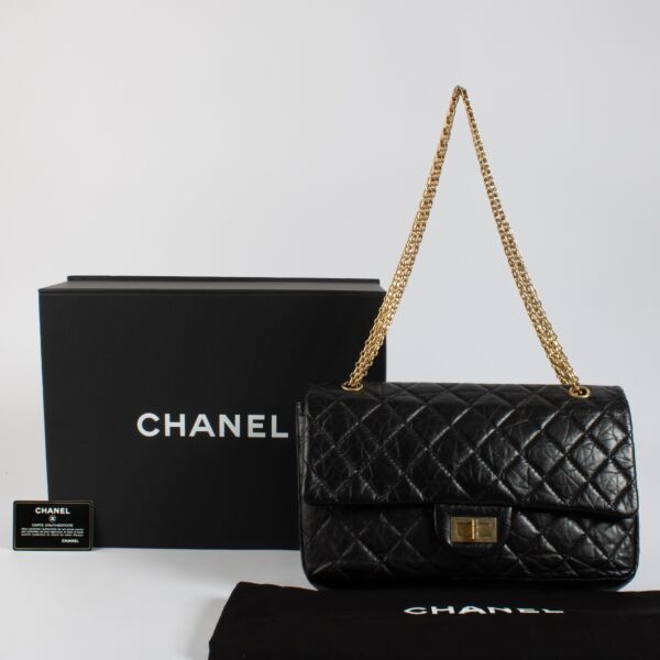 Chanel Black Aged Calfskin Maxi 2.55 Bag