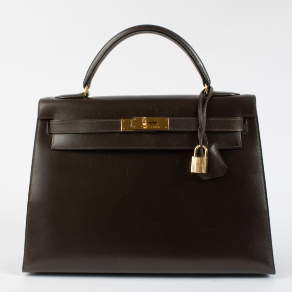 Hermès Vintage Kelly 32 Marron Box GHW