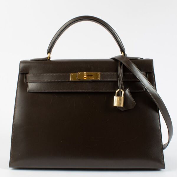 Hermès Vintage Kelly 32 Marron Box GHW