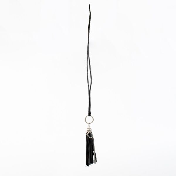 Delvaux Black Patent Tassel Necklace/Charm