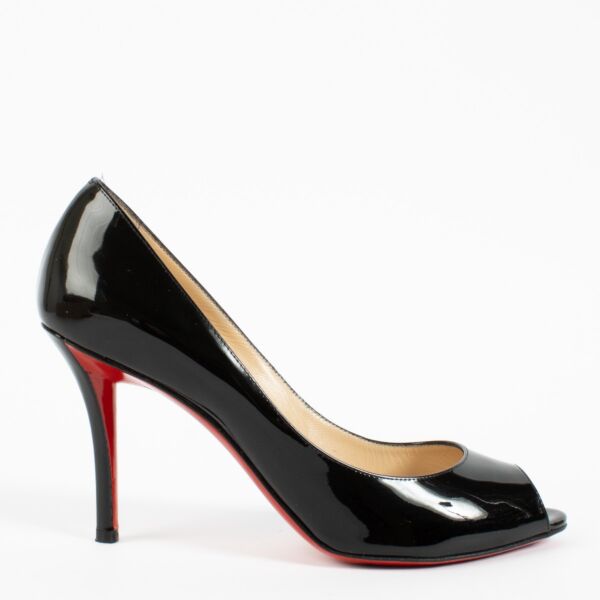 shop 100% authentic second hand Christian Louboutin Black Patent 85 Heels - Size 37 on Labellov.com