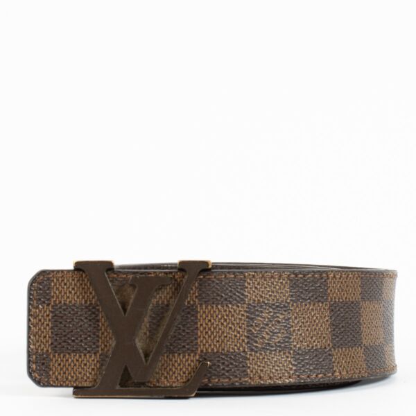 Louis Vuitton Damier Ebene Initials 40mm Matte Brown Belt - Size 85