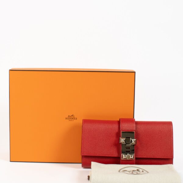 Hermès Pochette Medor 23 Rouge Casaque Chevre Mysore PHW