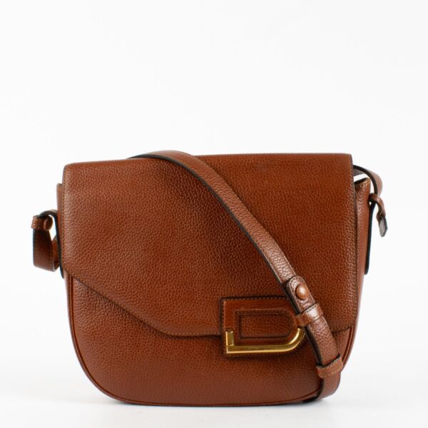 Delvaux Diva crossbody bag in cognac leather front view