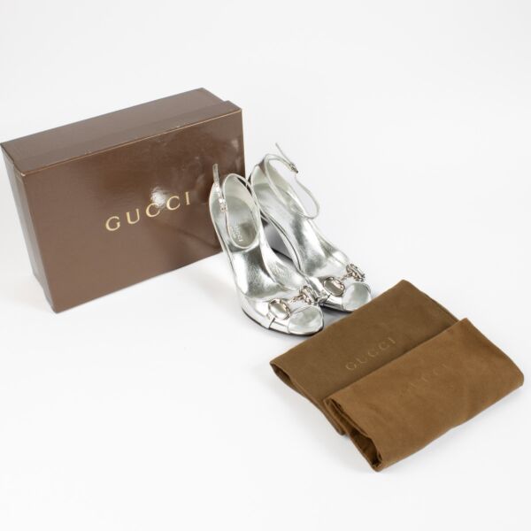 Gucci Silver Horsebit Wedge Pumps - Size 38