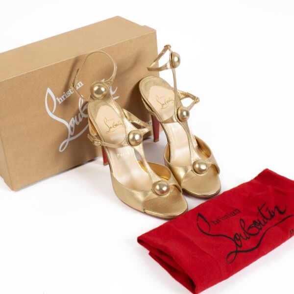 Christian Louboutin Gold Spartenvol 100 Sandals - Size 38