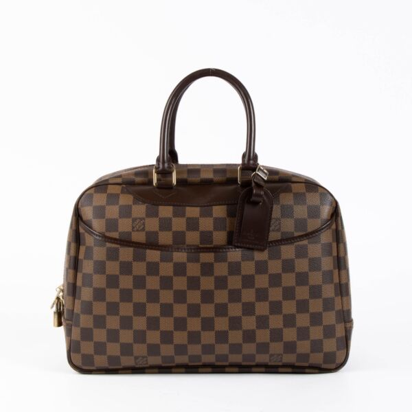 Authentic pre-loved Louis Vuitton Damier Ebene Bowling Vanity Top Handle Bag on Labellov.com