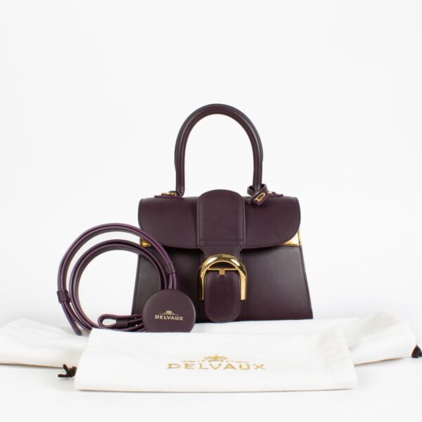 Delvaux Prune/Antique Gold Box Calf Brillant Mini Mirage
