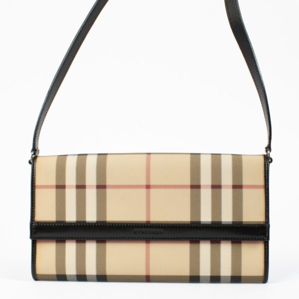 Burberry Beige Check Wallet with Strap