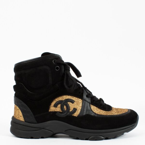 Chanel 19A Black/Gold High Top Sneakers