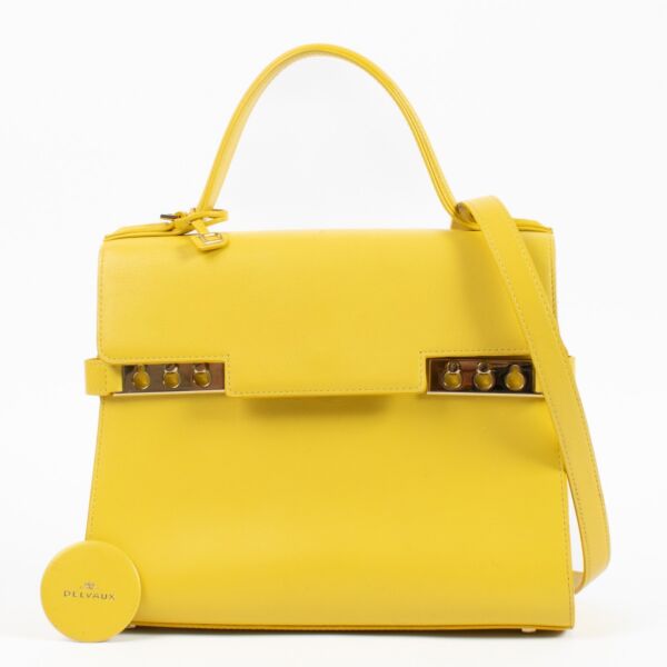Delvaux Yellow Tempête MM Top Handle Bag