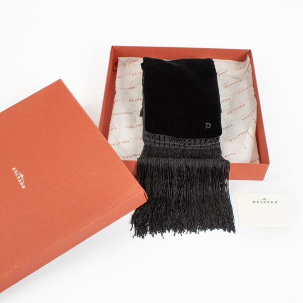 Delvaux Black Velvet Fringed Scarf