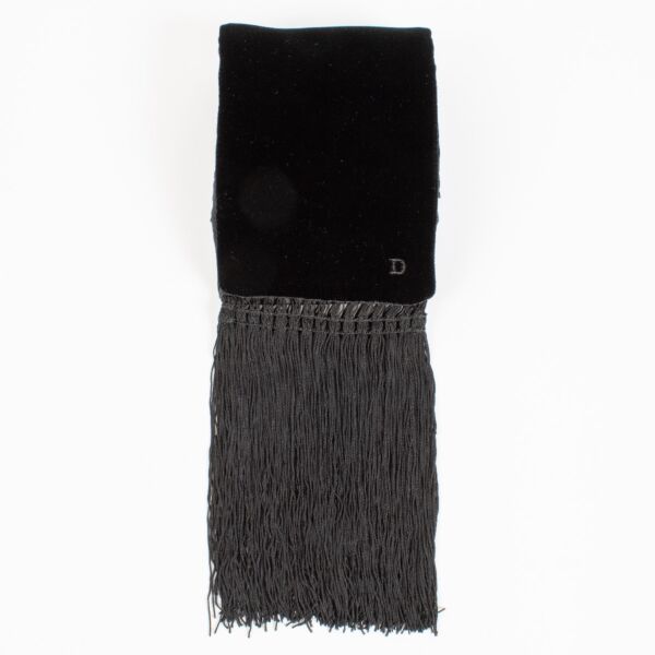 Delvaux Black Velvet Fringed Scarf