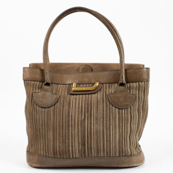 Delvaux Beige Toile de Cuir Handbag
