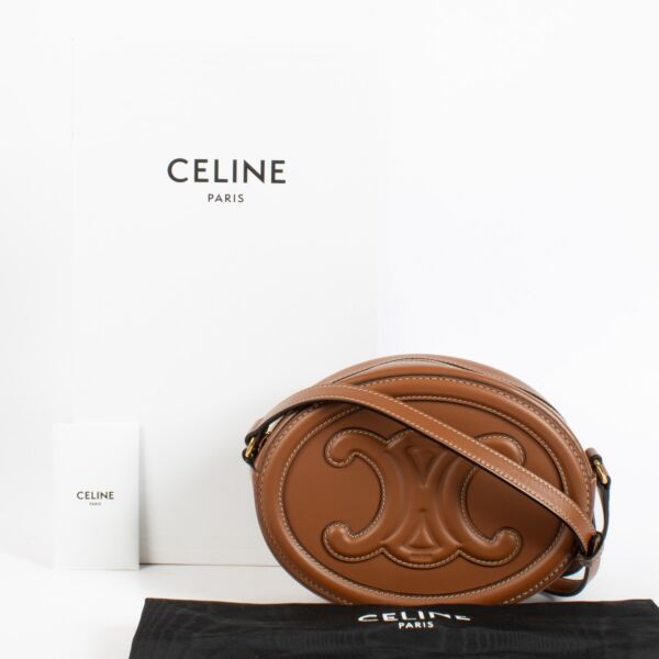 Celine Tan Calfskin Triomphe Oval Bag