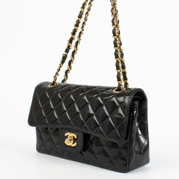 Chanel Black Patent Leather Small Classic Handbag