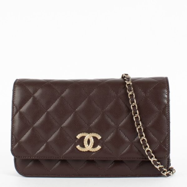 Chanel Dark Brown Caviar Wallet On Chain