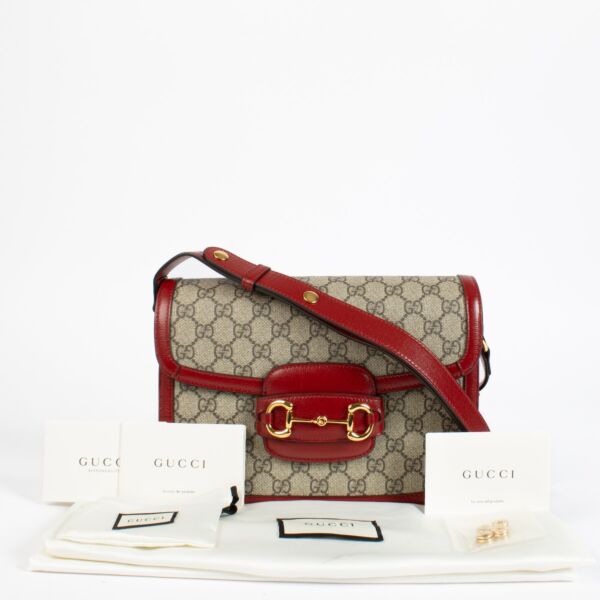 Gucci Red/GG Supreme Horsebit 1955 Medium Bag