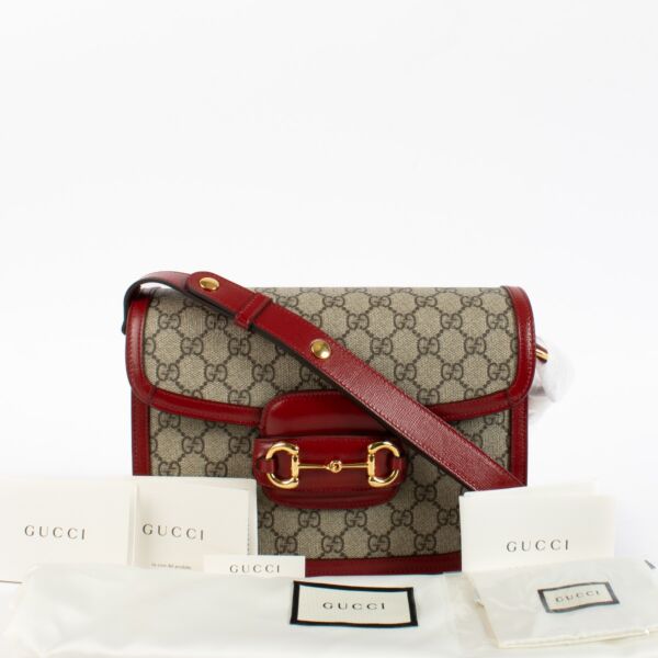 Gucci Red GG Supreme Horsebit 1955 Medium