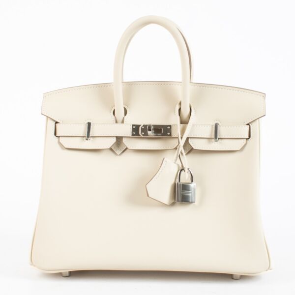 Authentic second hand brand new Hermès Birkin 25 Craie Swift Palladium Hardware on www.labellov.com