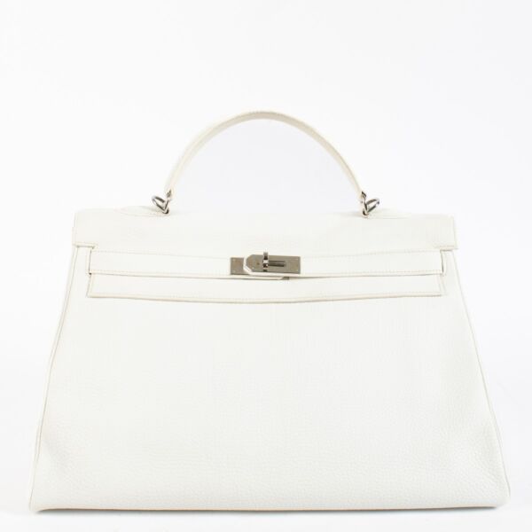 Hermès Kelly 40 White Clemence PHW