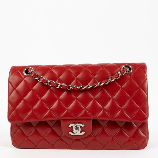shop 100% authentic second hand Chanel Red Lambskin Medium Classic 11.12 Bag on Labellov.com
