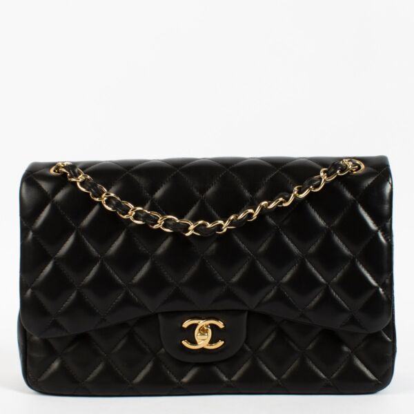 Chanel Black Lambskin Large Classic Handbag