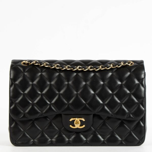 shop 100% authentic second hand Chanel Black Lambskin Large/Jumbo Classic Flap Bag on Labellov.com