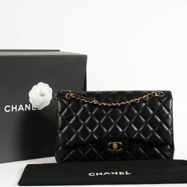 Chanel Black Lambskin Large/Jumbo Classic Bag