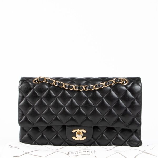 Chanel Black Lambskin Medium Classic Flap 11.12 Bag