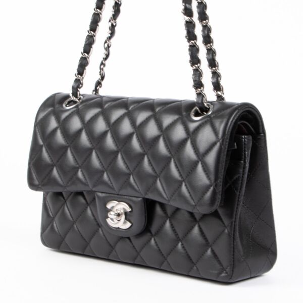 Chanel Black Lambskin Small Classic Flap 11.12 Bag