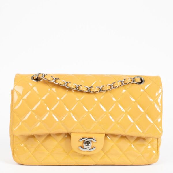 authentic preloved Classic Yellow Patent Medium Classic Flap Bag on Labellov.com