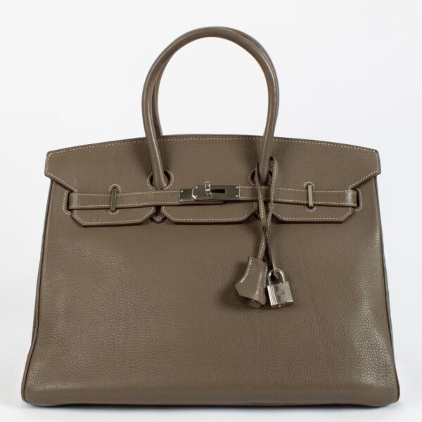 Authentic second hand vintage Hermès Birkin 35 Etoupe Togo PHW