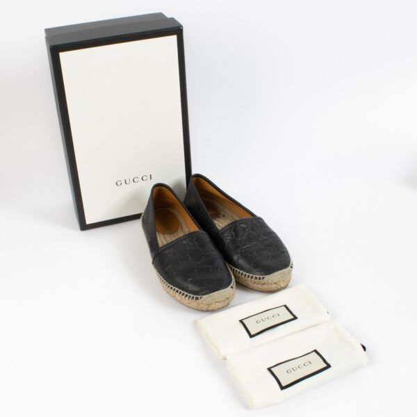 Gucci Black Leather Espadrille - Size 38