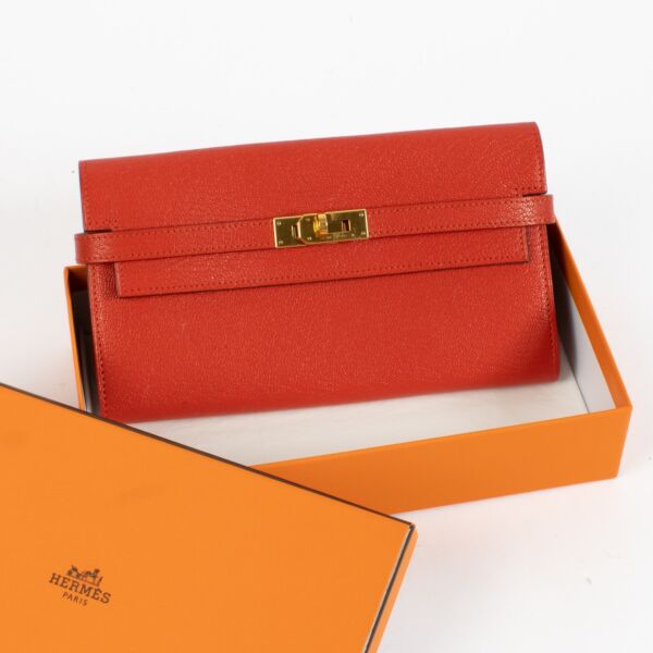 Hermès Kelly Classique Wallet Rouge Tomate Chèvre Mysore GHW